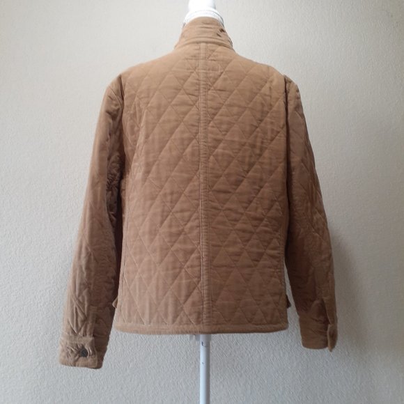 Eddie Bauer Tan Quilted Jacket with Orange Lining - Picture 6 of 14
